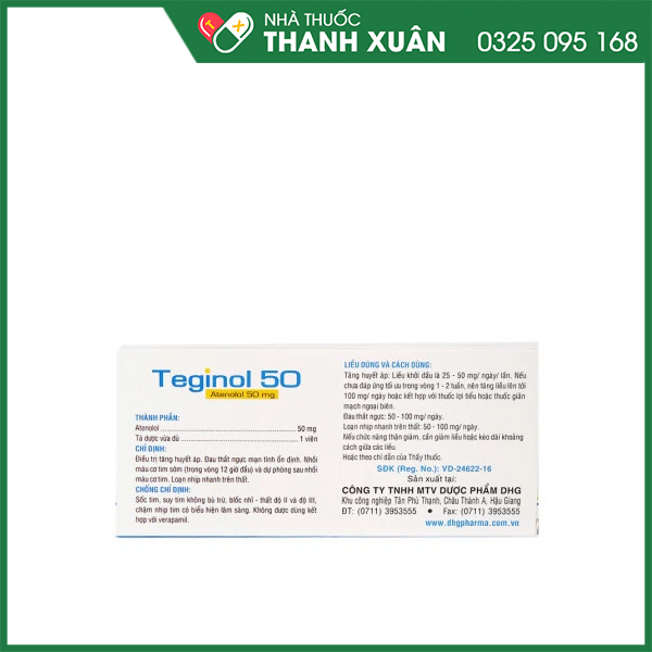 Teginol 50 thuốc điều trị tăng huyết áp hiệu quả